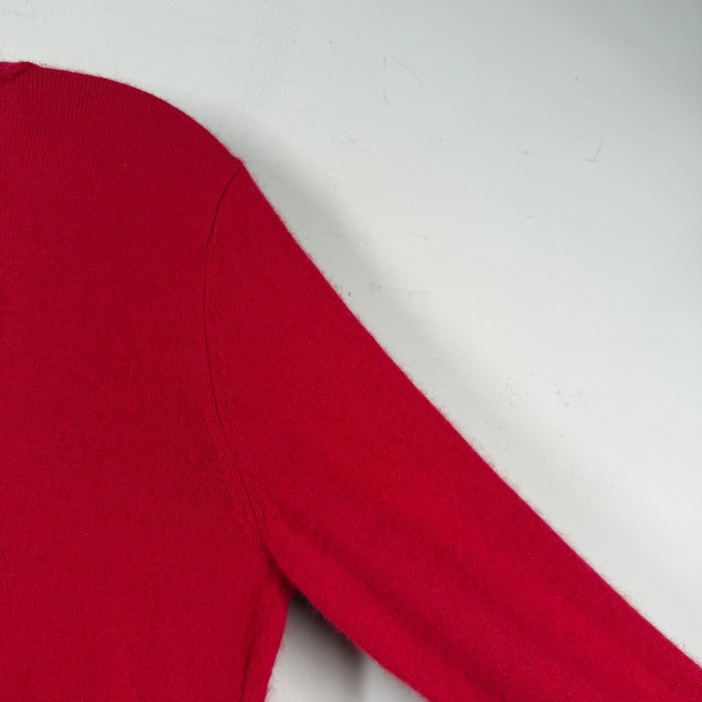 Merry & Bright Red Angora Wool Blend Holiday Ornament Sequin Cardigan Sweater S - Picture 12 of 13